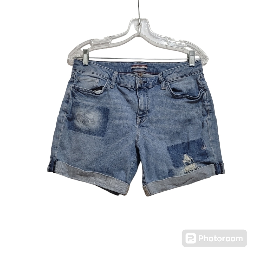Tommy Hilfiger Distressed Blue Denim Shorts Size 8